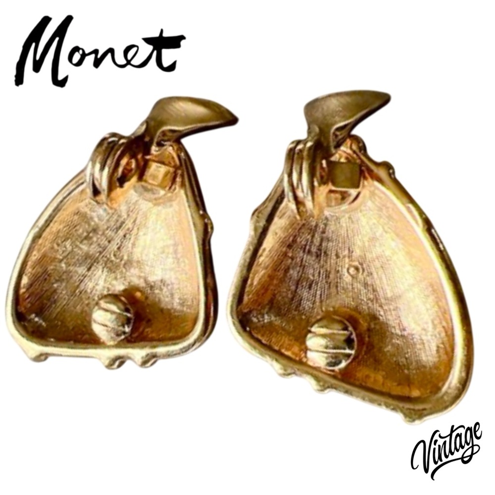 RARE Monet Vintage 1960 Marbled Geometric Clip On Earrings LBN - Picture 2 of 6